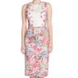 Maggy London Floral Print Stretch Cotton Midi